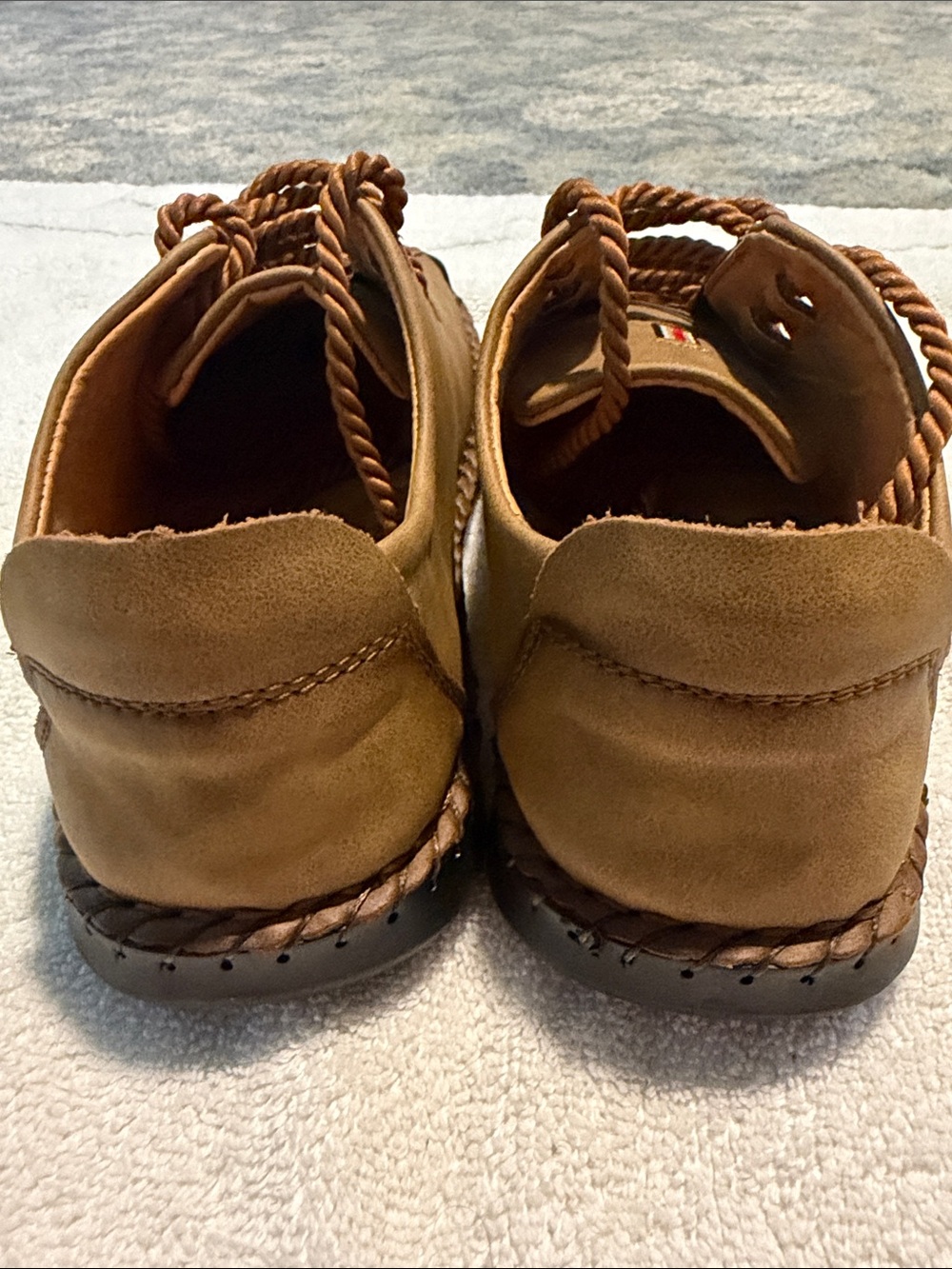 Men's Casual Tan Leather Moccasin Style Lace-Up ShoesVery Soft Leather